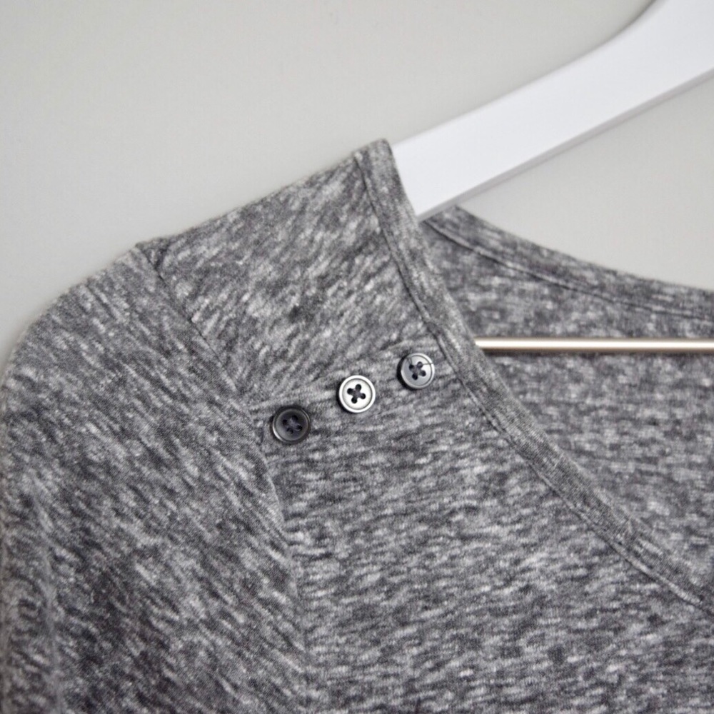 Express 3/4 Sleeve Dark Gray Space Dye Top - Picture 4 of 8